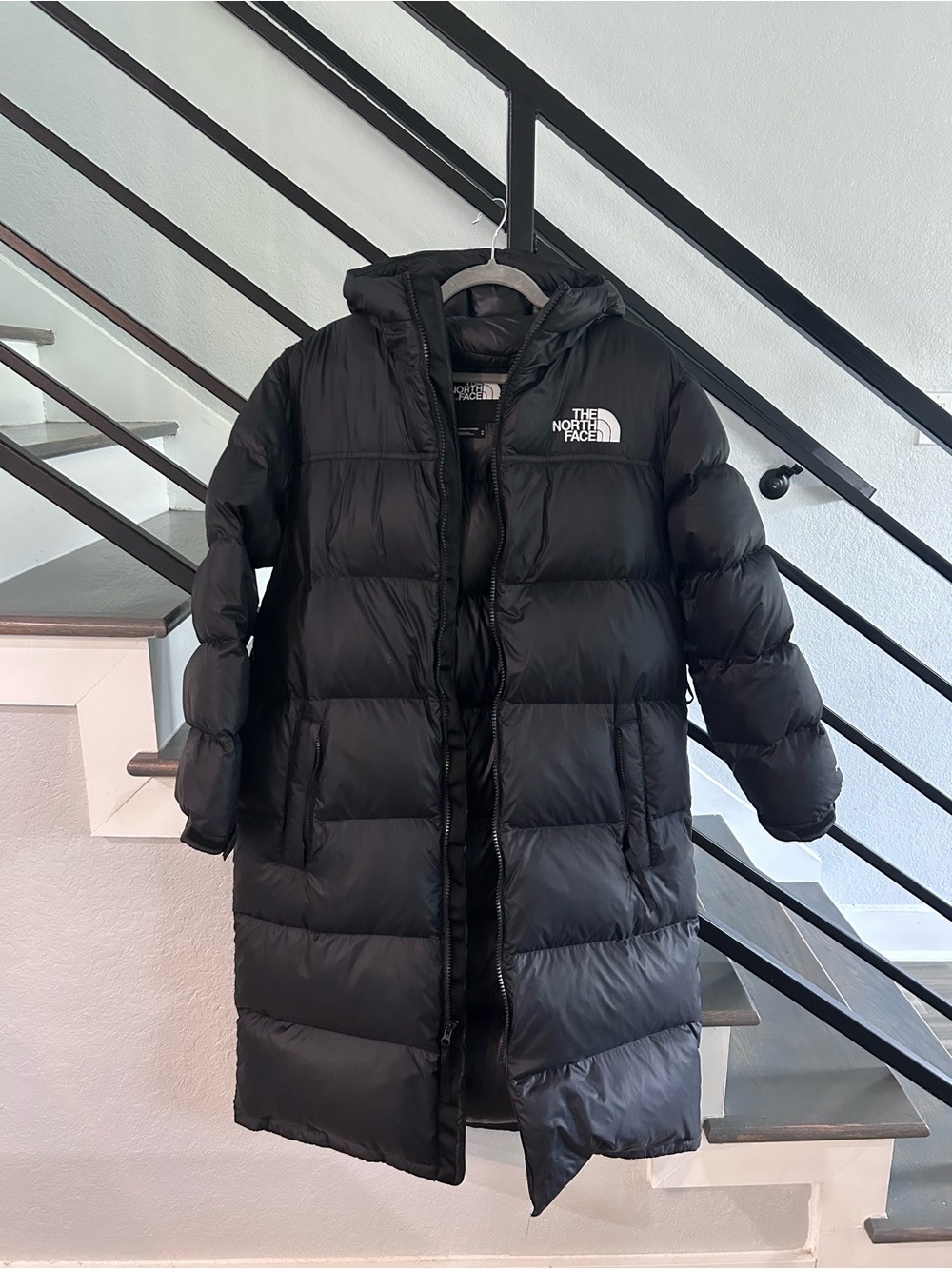 The North Face Black Long Down Parka with Hood